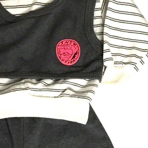 VTG CHICAGO KIDS 2T Black Gray Striped Jogger Set Sweatshirt Vest Look VBC - Picture 6 of 9